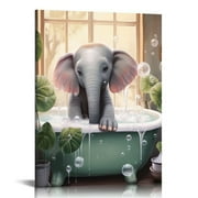 ONETECH Elephant Wall Art Funny Bathroom Wall Art Colorful and Funny Elephant Decor Picture Wall Decor Animals Wall Art 12\\x16\\